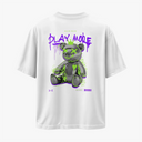 CHEER BEAR - OVERSIZE BEYAZ T-SHIRT - CLVB SAIN