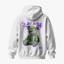 PLAY MORE - OVERSIZE BEYAZ HOODIE